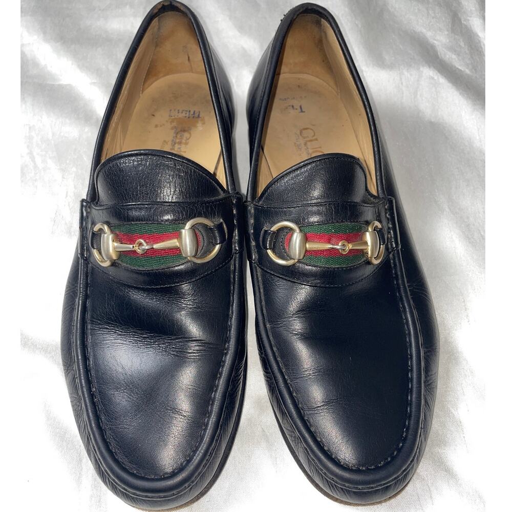 Vintage Gucci Horsebit Loafers - Iconic Red & Green Stripe - Men's Size 42 1/2
